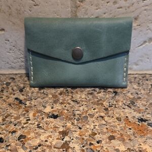 Elegant Teal Leather Card Holder